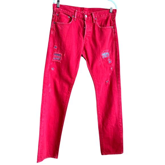 Ralph Lauren Denim & Supply Rips Patchwork Distressed Red Denim Size 30/32